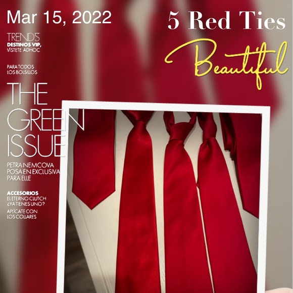 5 Solid Red Polyester Mens Tie(s) BUNDLE PRICE for All 5 Ties❗️ - Picture 9 of 16